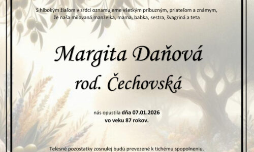 Margita Daňová rod. Čechovská Margita Daňová rod. Čechovská