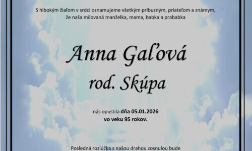 Anna Gaľová rod. Skúpa Anna Gaľová rod. Skúpa