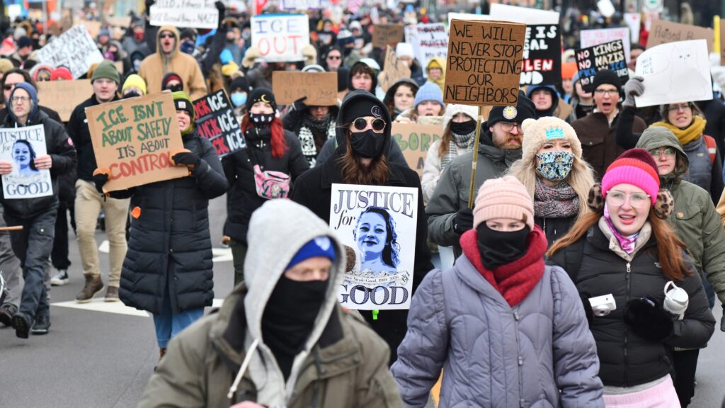 Nationwide protests were held calling to get "ICE out for Good" on Saturday and Sunday. There were more than 1,000 events scheduled nationwide.