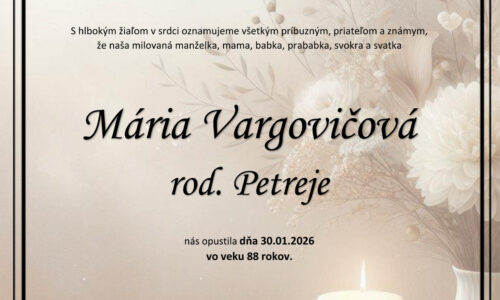 Mária Vargovičová rod. Petrejová