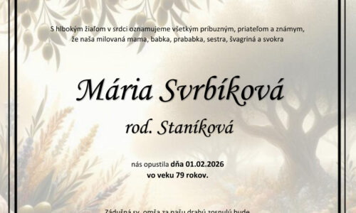 Mária Svrbíková rod. Staníková