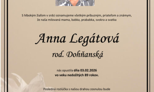 Anna Legátová rod. Dohňanská