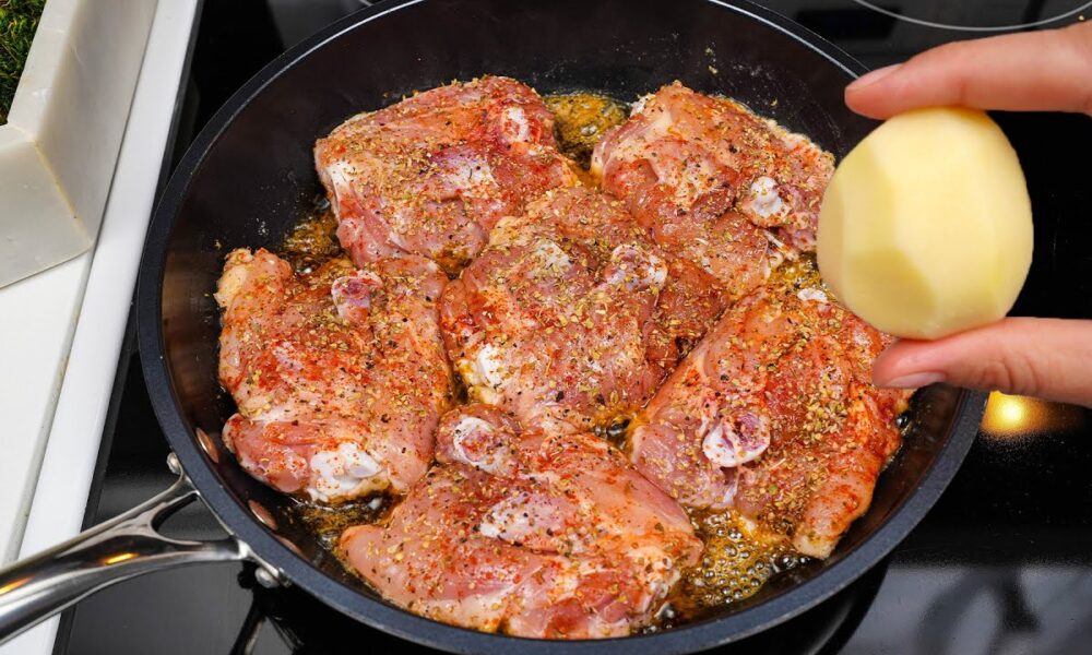 Es ist so lecker, dass ich es fast täglich koche! Hähnchenschenkel Abendessen in einer Pfanne