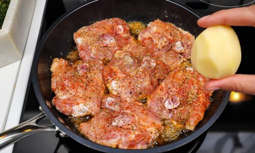 Es ist so lecker, dass ich es fast täglich koche! Hähnchenschenkel Abendessen in einer Pfanne