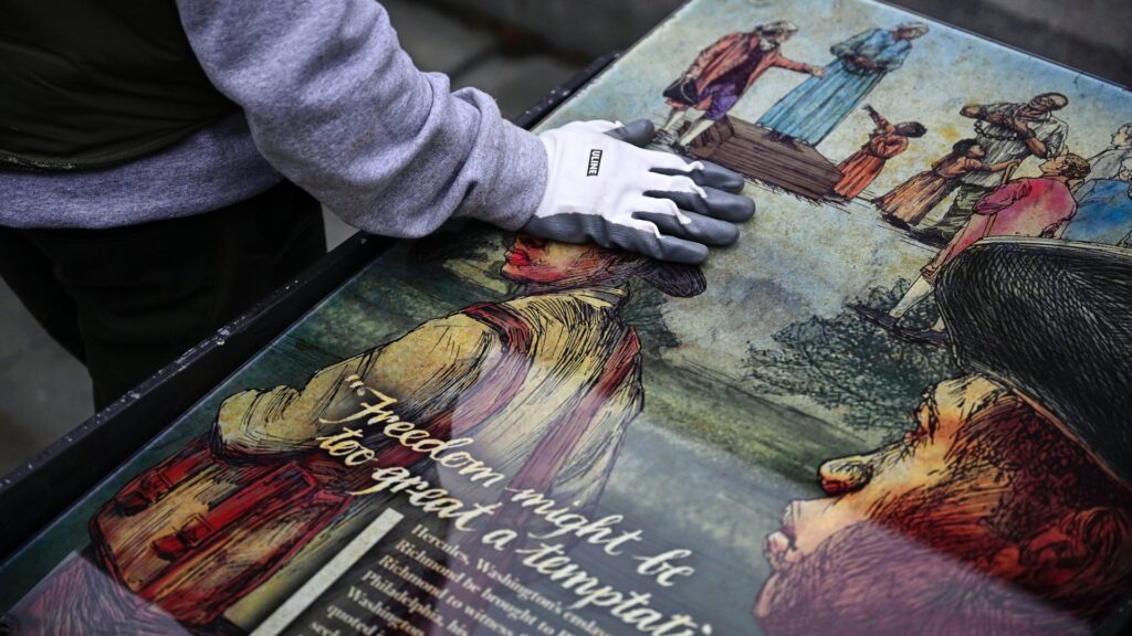 An exhibit about the history of slavery began restoration this week in Philadelphia’s Independence National Historical Park after they were removed by the Trump administration in January.