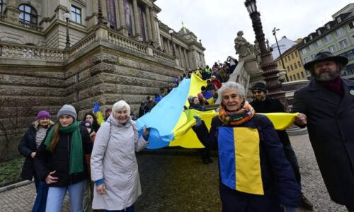 Stop imperiálnímu Rusku, znělo Prahou. Stovky lidí podpořily Ukrajinu, byl mezi nimi i Pavel