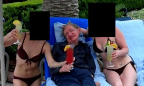 Snímek Hawkinga s dívkami v bikinách obletěl internet. Byly to asistentky, vysvětluje rodina