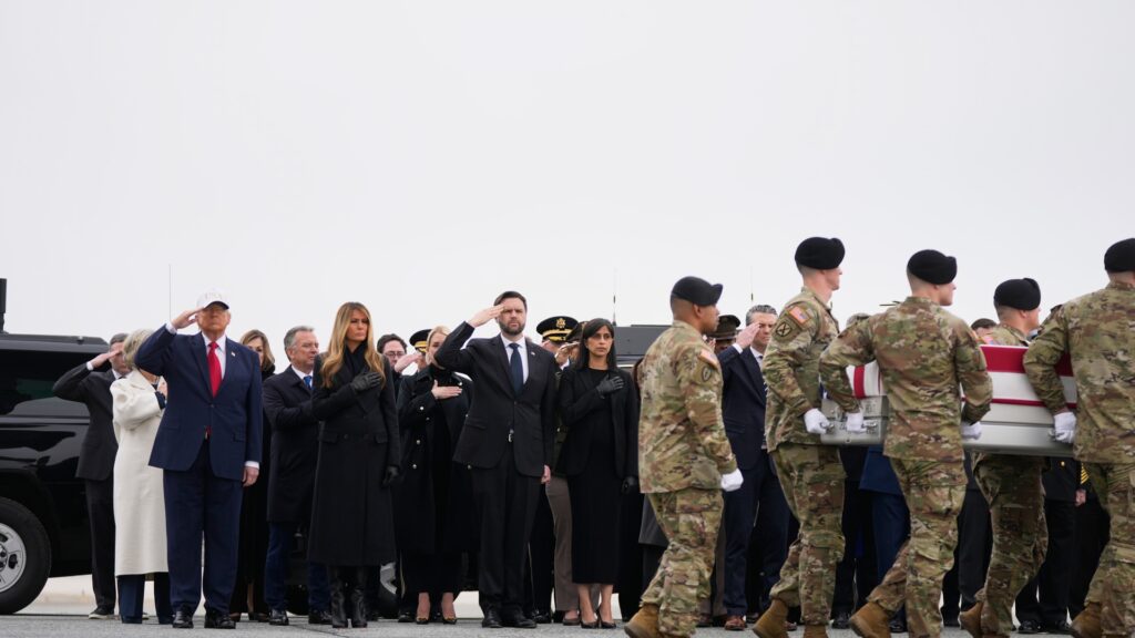 President Trump on Saturday attended the dignified transfer of six U.S. service members killed during the opening days of the war with Iran.