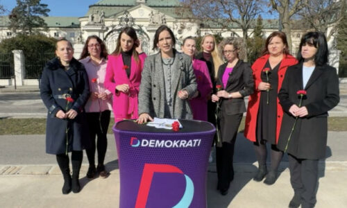 Členky Demokratov vrátili kvety k MDŽ pred úrad vlády, odmietajú prázdne gestá