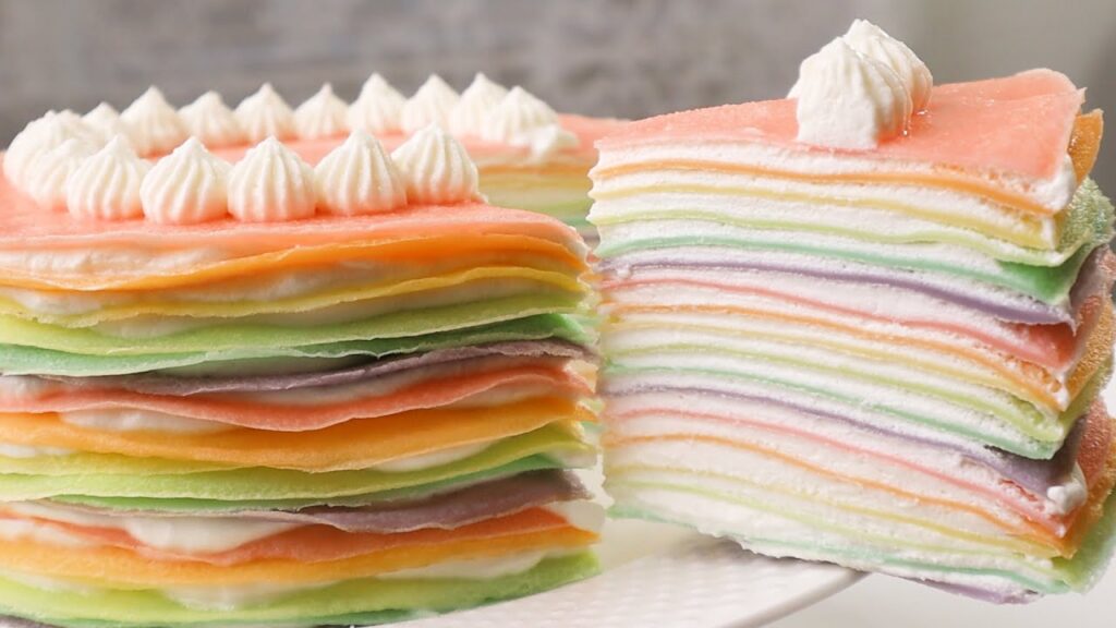 彩虹千层蛋糕 | 梦幻般的美 | rainbow mille crepe cake